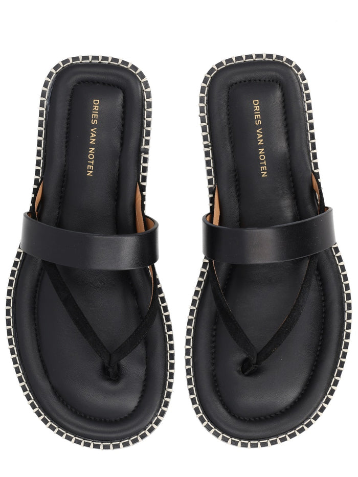 Dries Van Noten Black Leather Flats