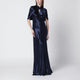 Alberta Ferreti Long Blue Dress In Shiny Satin