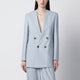 Alberta Ferretti Light Blue Double-Breasted Tweed Jacket