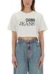 Moschino Jeans Cropped Tshirt With Logo