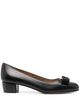 Ferragamo Black Leather Vara Pumps