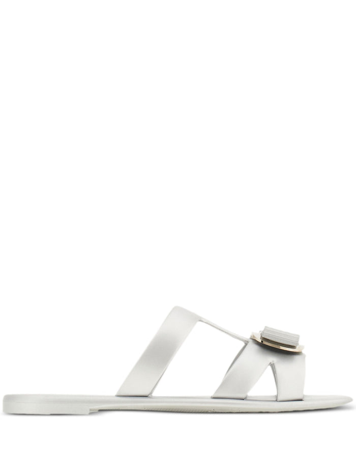 Ferragamo Metallic Rubber Vara Bow Sandal
