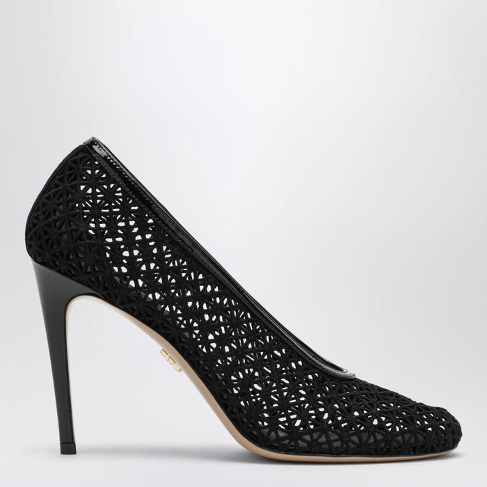Ferragamo Black Macramé Pump
