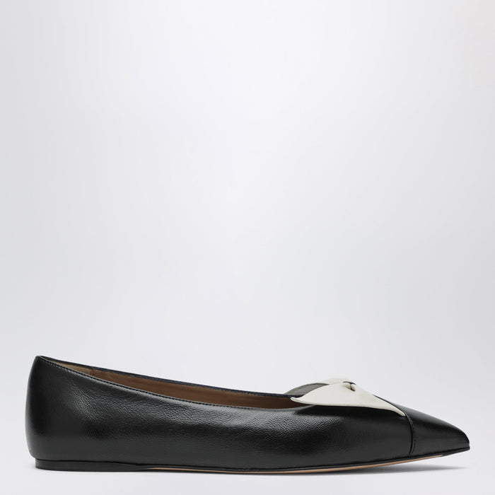Ferragamo Soft Bow Ballerina Flats Black/Mascarpone