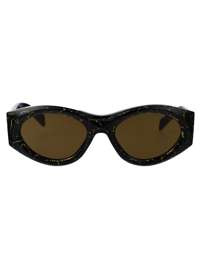 Prada Black Yellow Marble Acetate Sunglasses