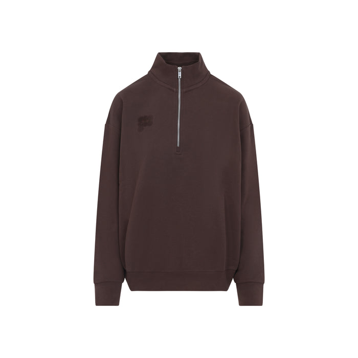 Pangaia Brown Half Zip Cotton Sweatshirt