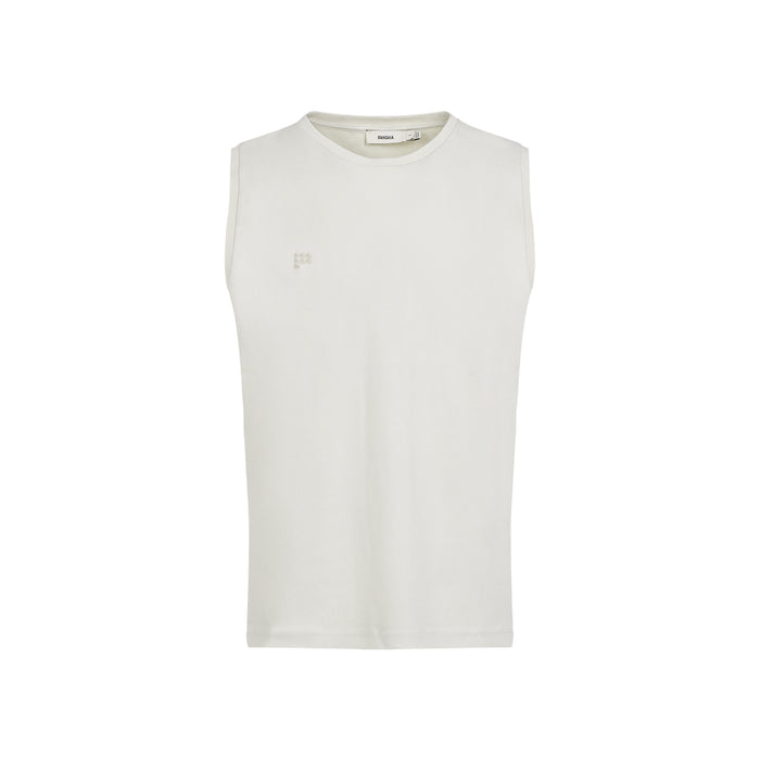 Pangaia Bone White Cotton Mens Summer Sleeveless T-Shirt