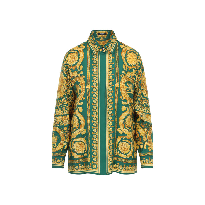 Versace Formal Shirt Twill Silk Fabric With "Baroque Heritage" Print