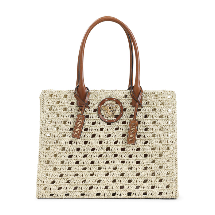 Versace Medusa Tote Bag In Raffia