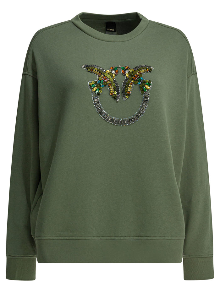 Pinko Green Cotton Sweatshirt