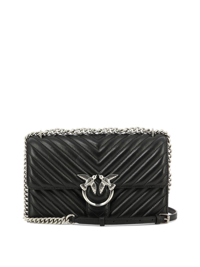 Pinko Black Leather Crossbody Bag