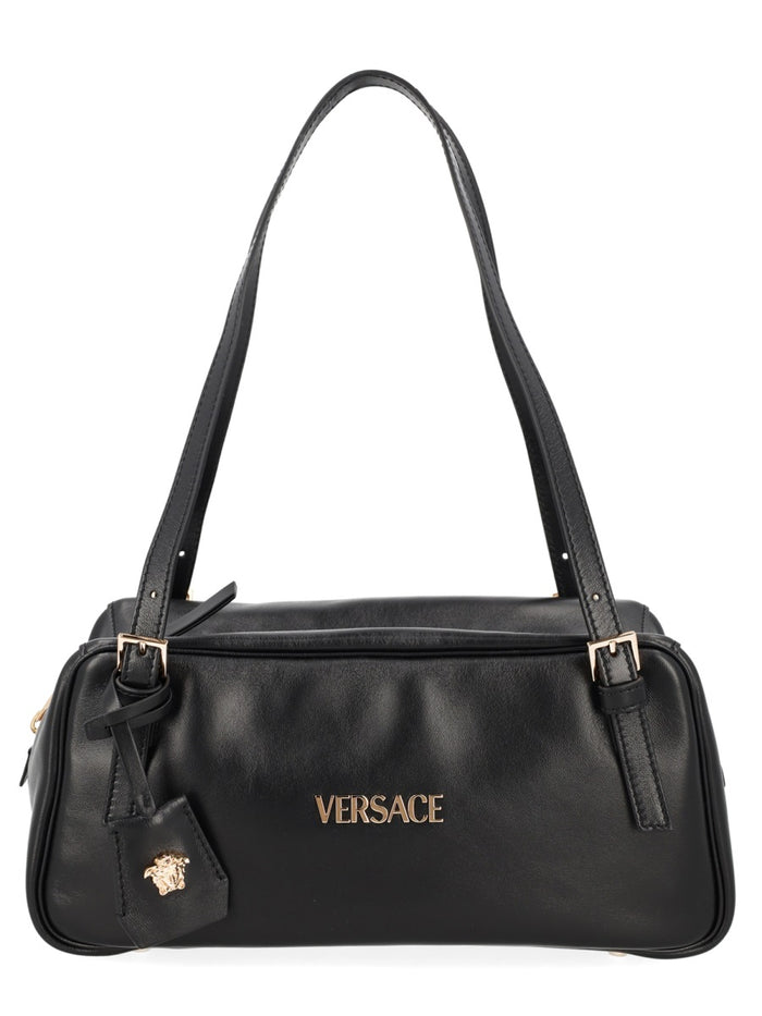 Versace Black Lamb Skin Shoulder Bag
