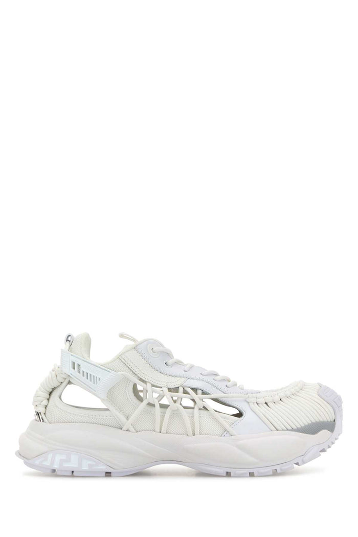 Versace White Leather And Fabric Versace Mercury M_vs_01 Sneakers
