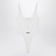 Versace White High-Cut Bodysuit With Embroidered Logo