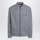 Versace Light Blue Zip-Up Checked Shirt