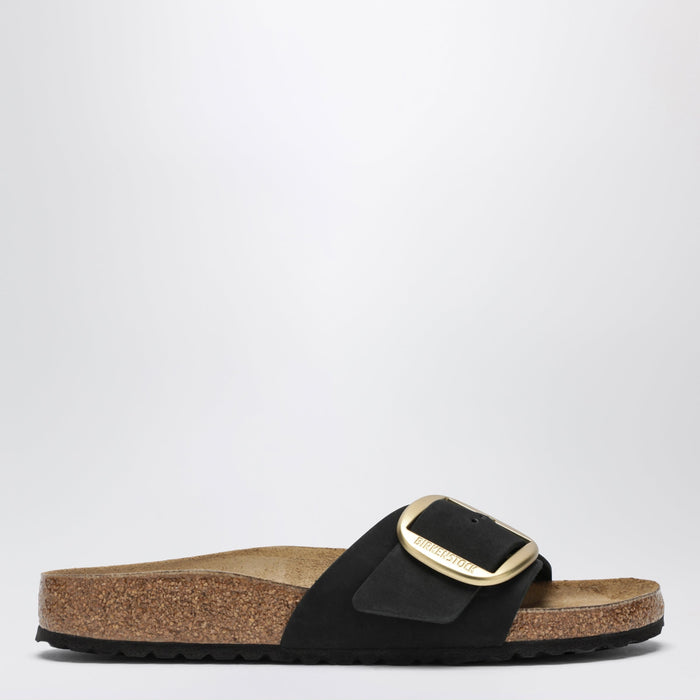 Birkenstock Madrid Big Buckle Black Nubuck Leather Slides