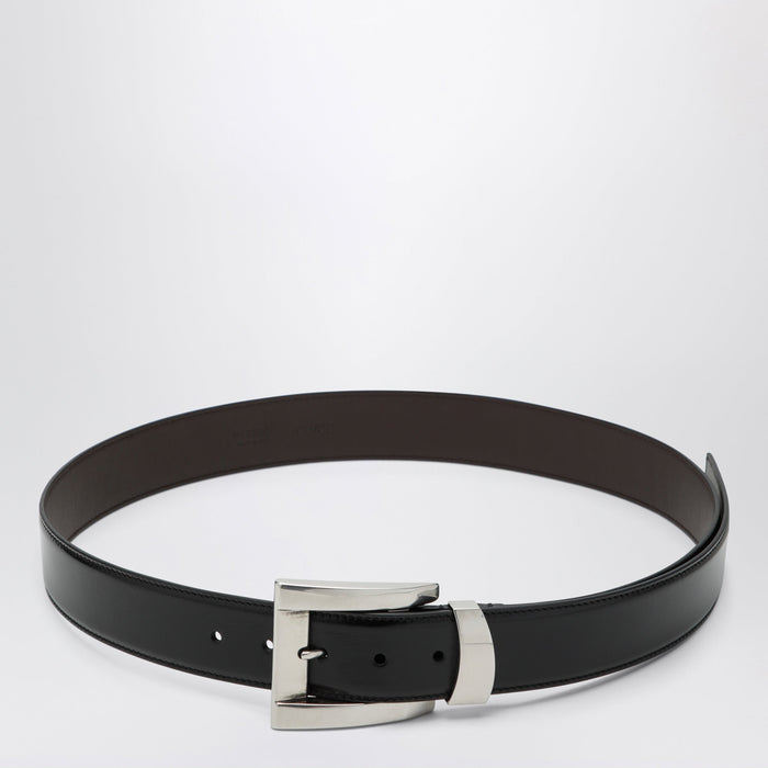 Versace Black Leather Belt With Logo Lettering