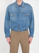 Versace Blue Cotton Denim Jacket With Red Leather Details