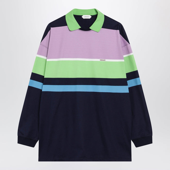 Versace Colorblock Striped Longsleeve Cotton Mini Dress