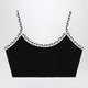 Versace Black Viscose-Blend Cropped Top With Jacquard Details