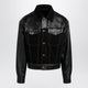 Versace Black Denim And Leather Bomber Jacket