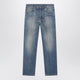 Versace Distressed Straightleg Jeans In Blue Denim