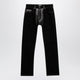 Versace Straight-Leg Denim And Leather Jeans In Black