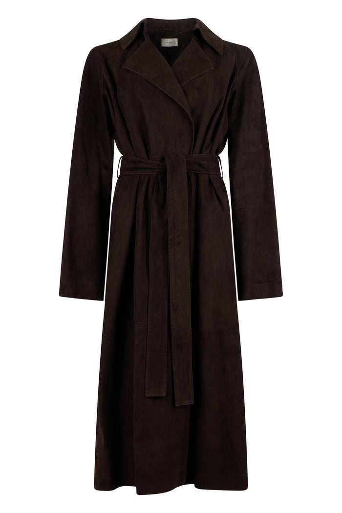 The Row Solana Coat In Suede