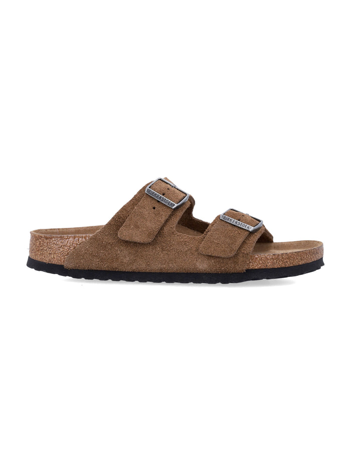 Birkenstock Birkenstock Arizona Suede Flat Sandals In Dark Tea