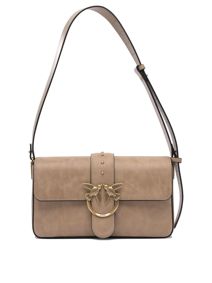Pinko Beige Leather Crossbody Bag