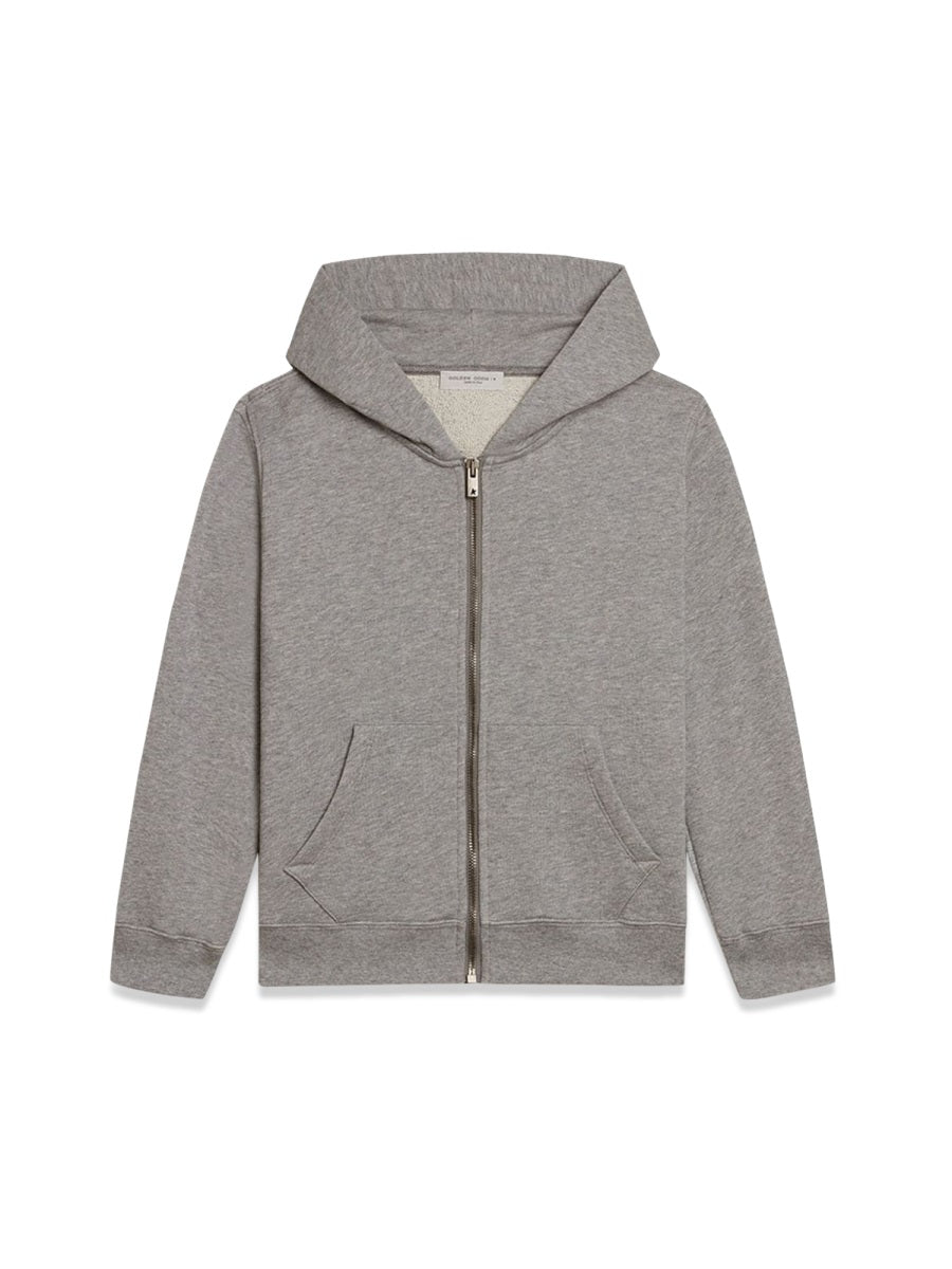 Golden Goose Journey/ Boy's Zipped Sweatshirt Hoodie/ Melange Cotton Stolen From Golden Print