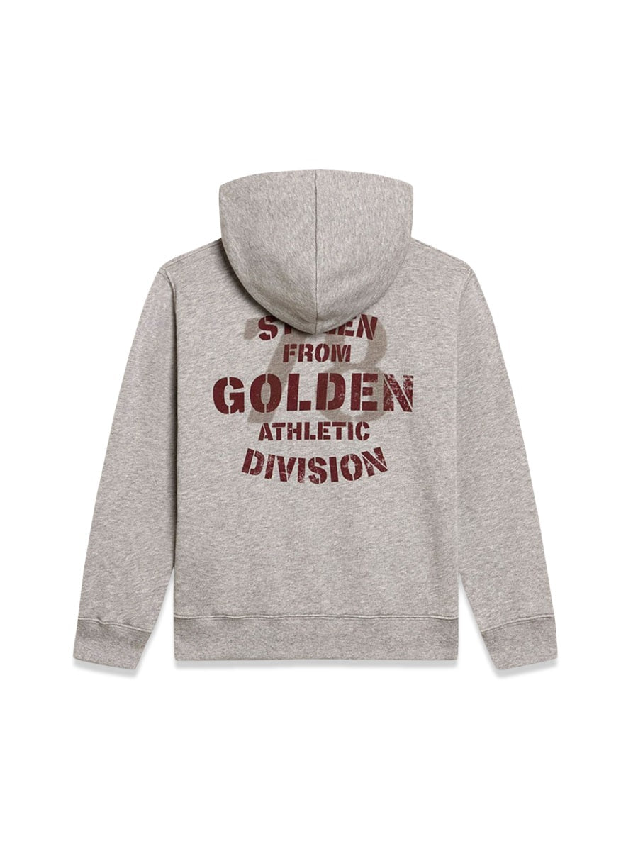 Golden Goose Journey/ Boy's Zipped Sweatshirt Hoodie/ Melange Cotton Stolen From Golden Print