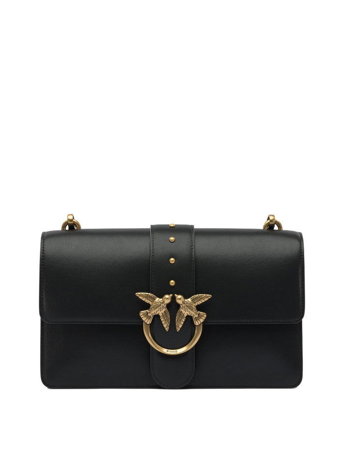 Pinko Black Cow Leather Crossbody Bag