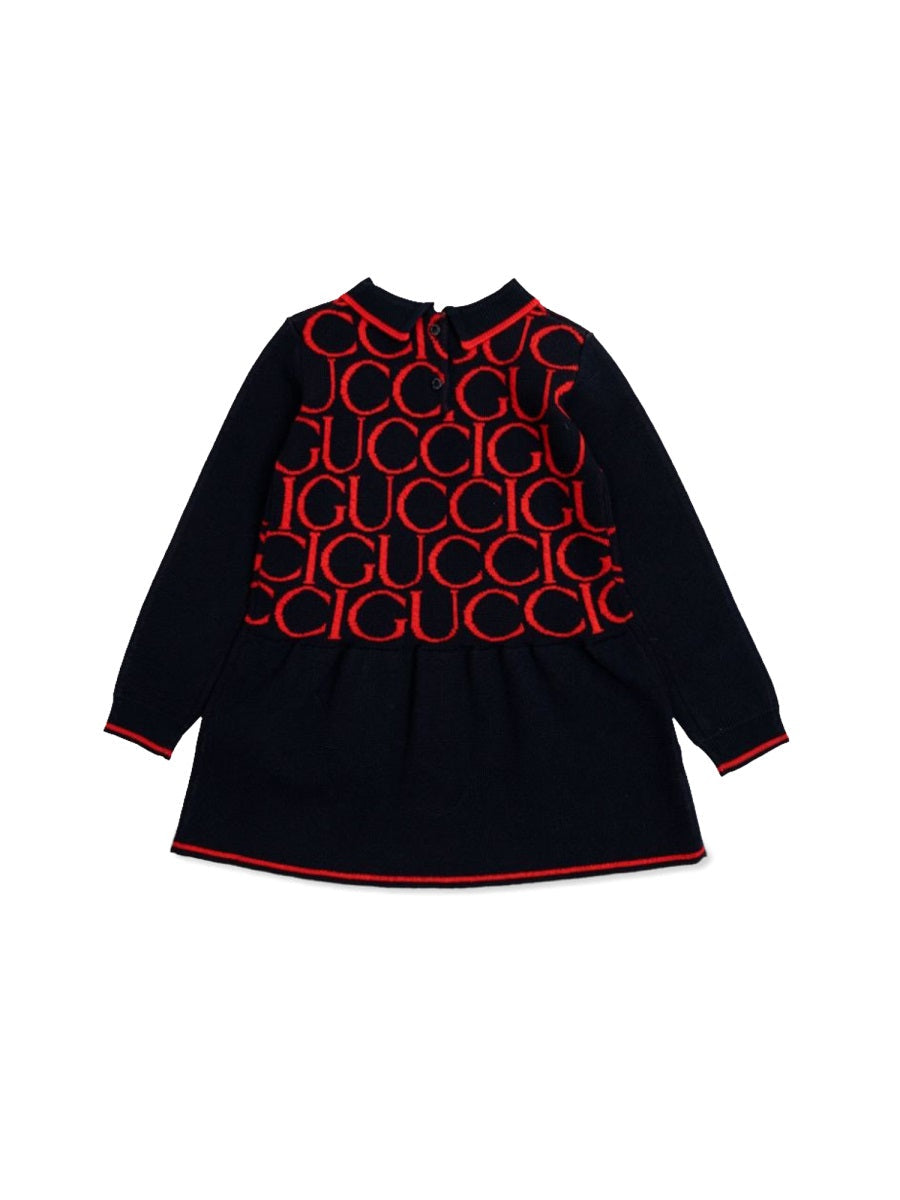 Gucci B L/S Dress Wo Gucci Jacquard/ Ultramarine/Red