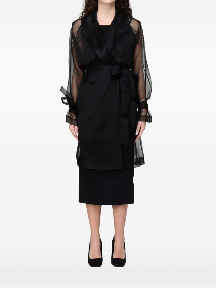 Pinko Black Belted Sheer Coat