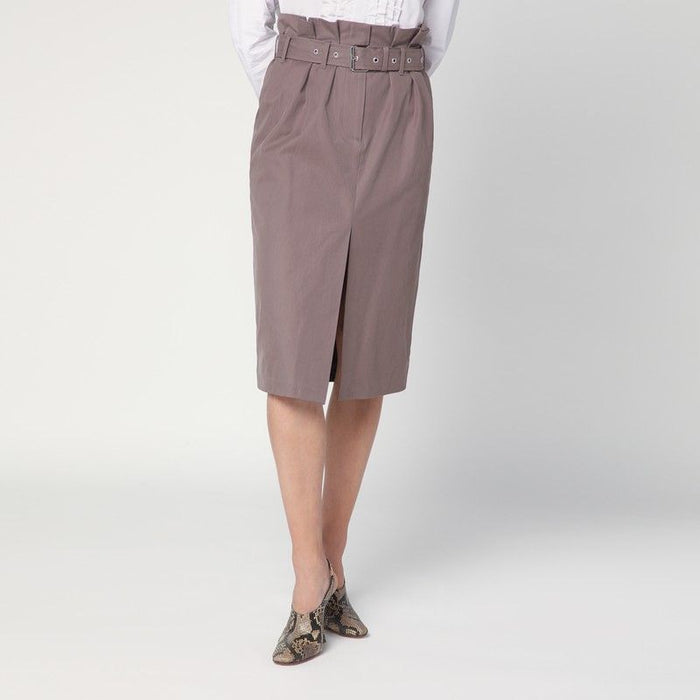 Dries Van Noten  Taupe Skirt In Cotton With Belt