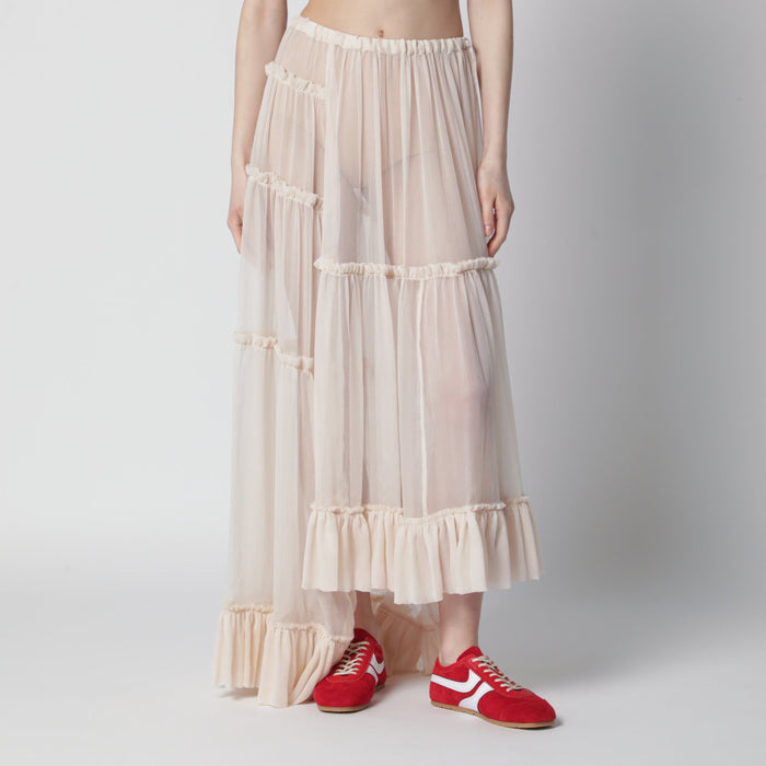 Dries Van Noten Écru Semisheer Silk Skirt