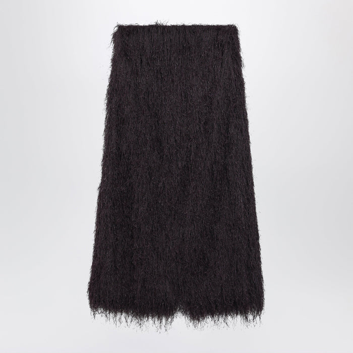 Dries Van Noten Dark Purple Midi Skirt With Fringes