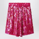 Dries Van Noten Fuchsia Silk Bermuda Shorts With Sequins