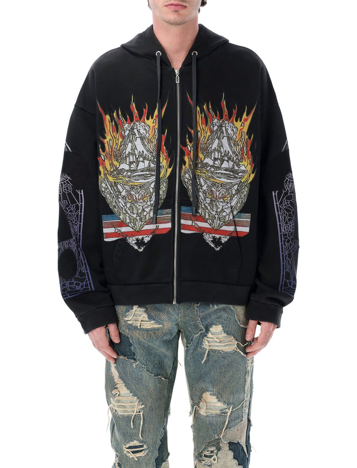 Who Decides War Who Decides War Graphic Cotton Zip Hoodie In Black