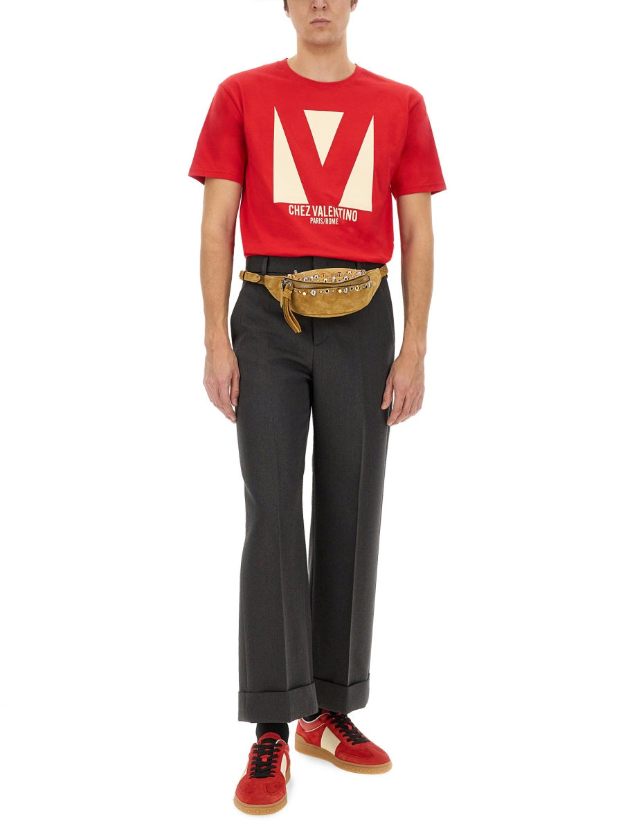 Valentino Cotton T-Shirt With "Chez Valentino" Print
