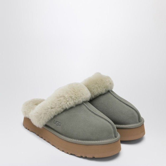 Ugg  Disquette Moss Green Eather Slip-Ons