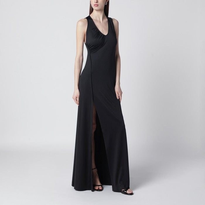 Victoria Beckham Long Black Jersey Dress With Slit