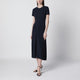 Victoria Beckham Blaire Dress With Gathered Waist In Navy Blue