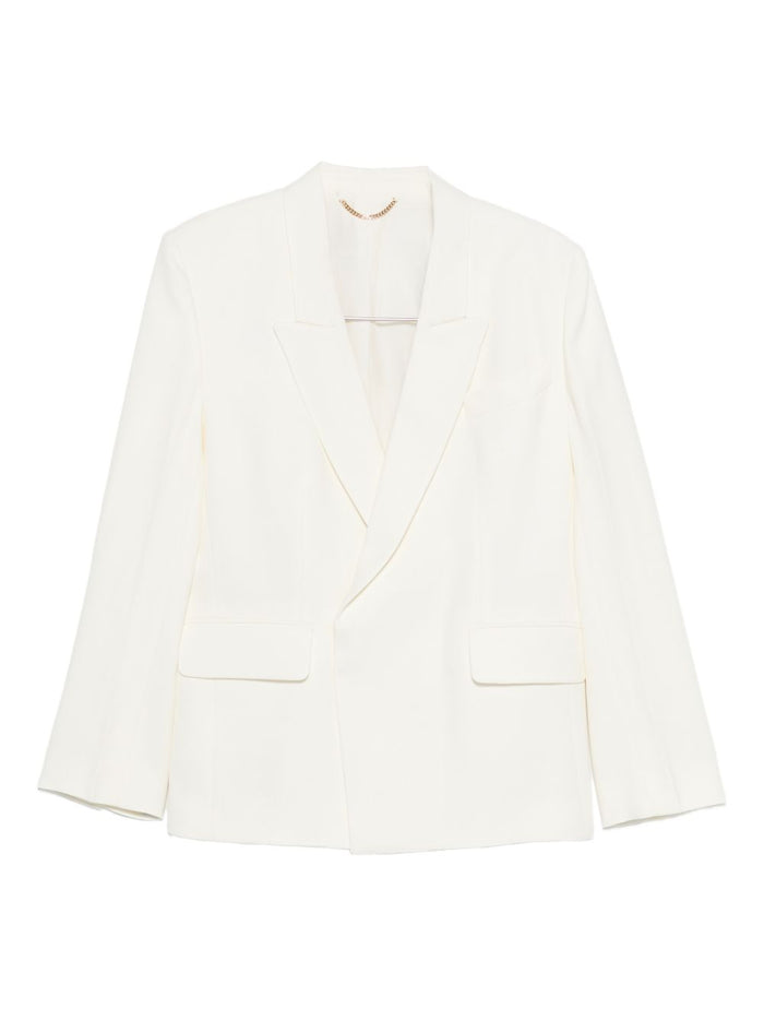 Victoria Beckham Natural Blazer Hidden Button