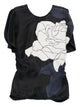 Victoria Beckham Navy Sm Top With White Flower Drape