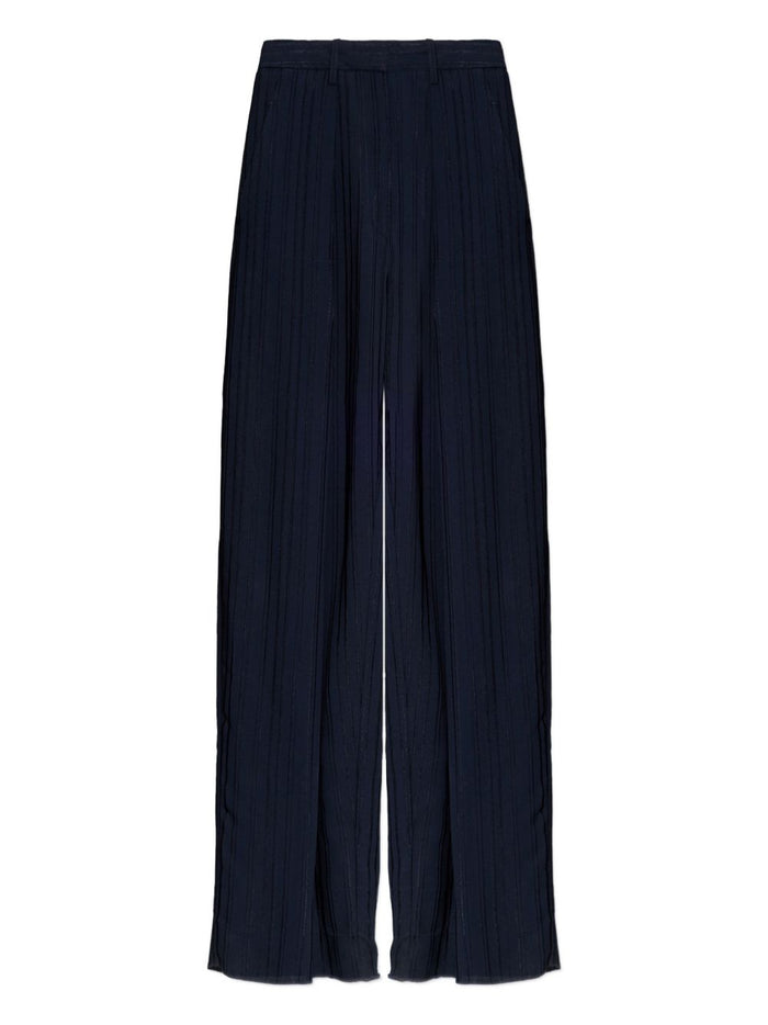 Victoria Beckham Navy Wide Trousers Embroidered Stripes