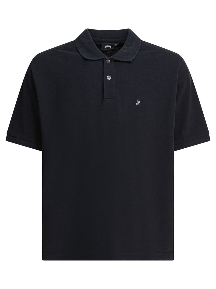 Stussy Black Cotton Polo Shirt