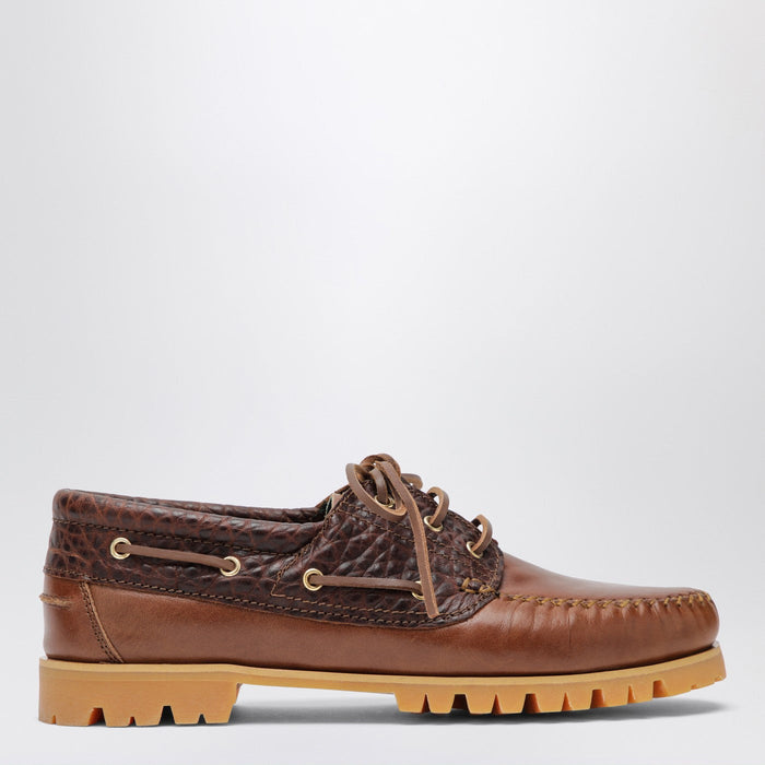 Vinny's Brown Boat Shoe With Crocodile Insert