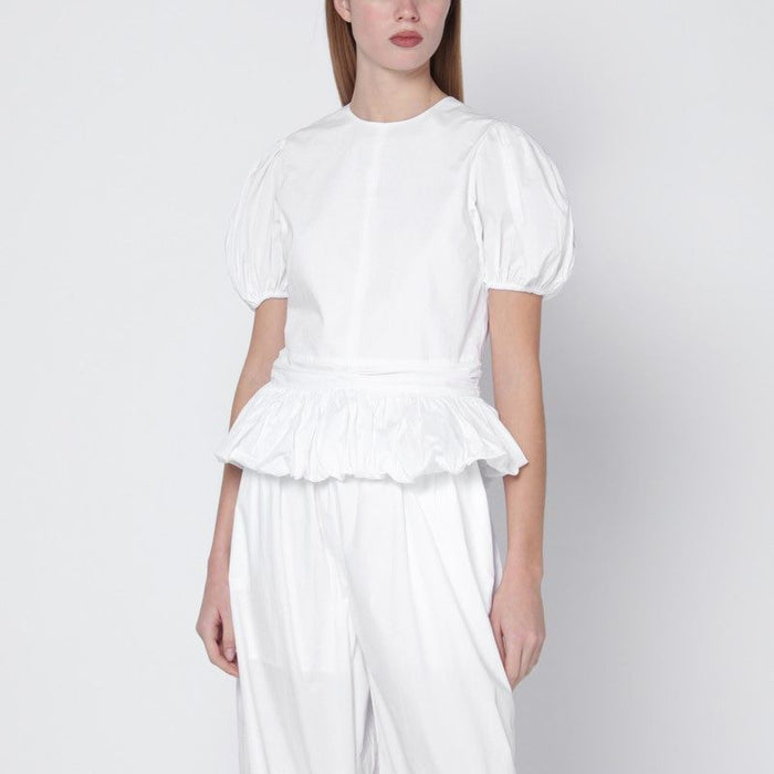 Rotate Birgerchristensen White Alix Top With Puff Sleeves